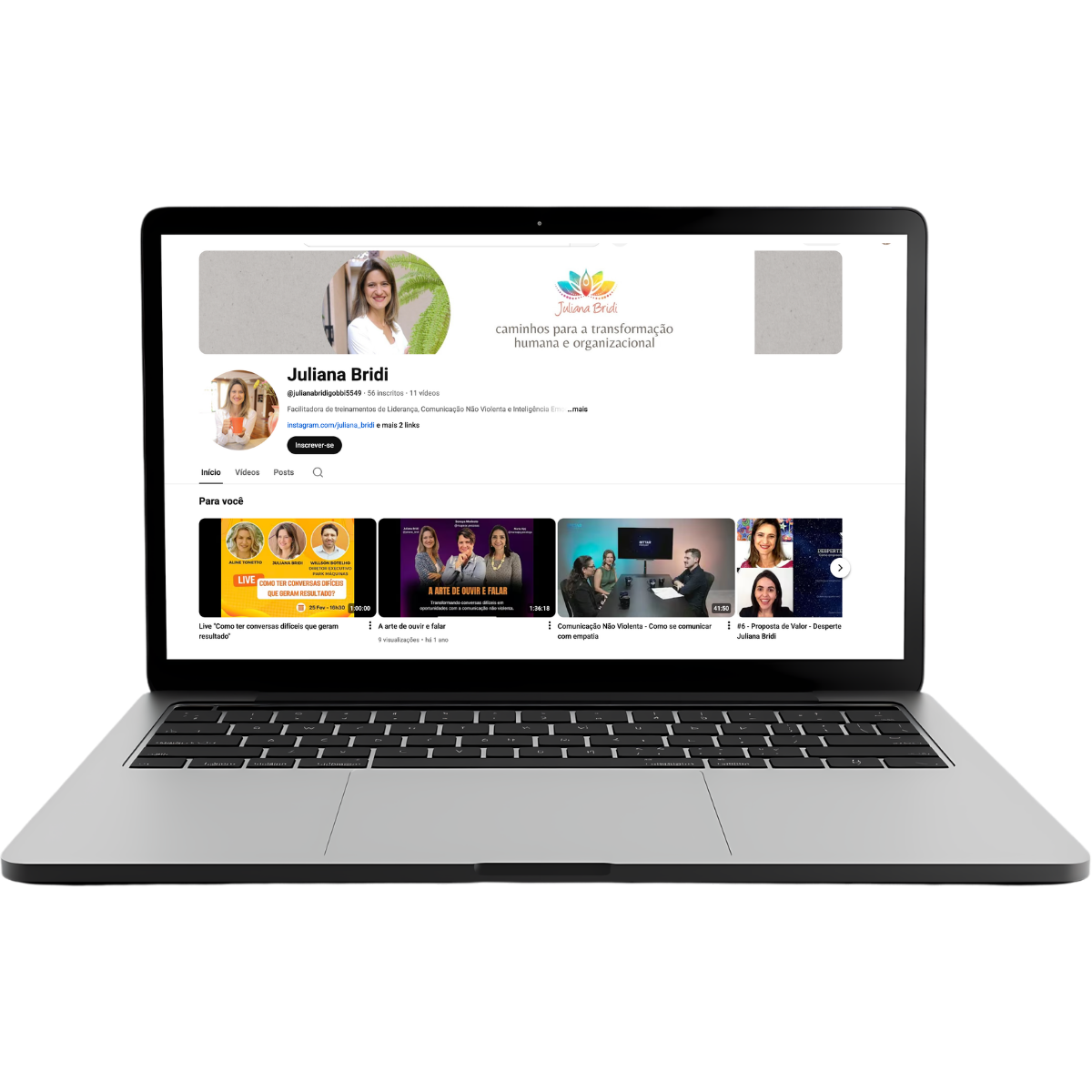 Canais digitais de Juliana Bridi — YouTube, Instagram e materiais gratuitos